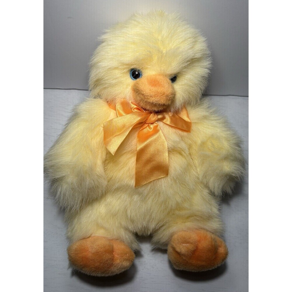 Vintage Prestige Toy Corp 1990 Plush Yellow Fluffy Baby Easter Chick 12" Duck